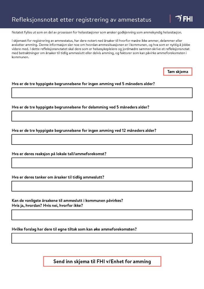 Refleksjonsnotat Etter Registrering Av Ammestatus - FHI