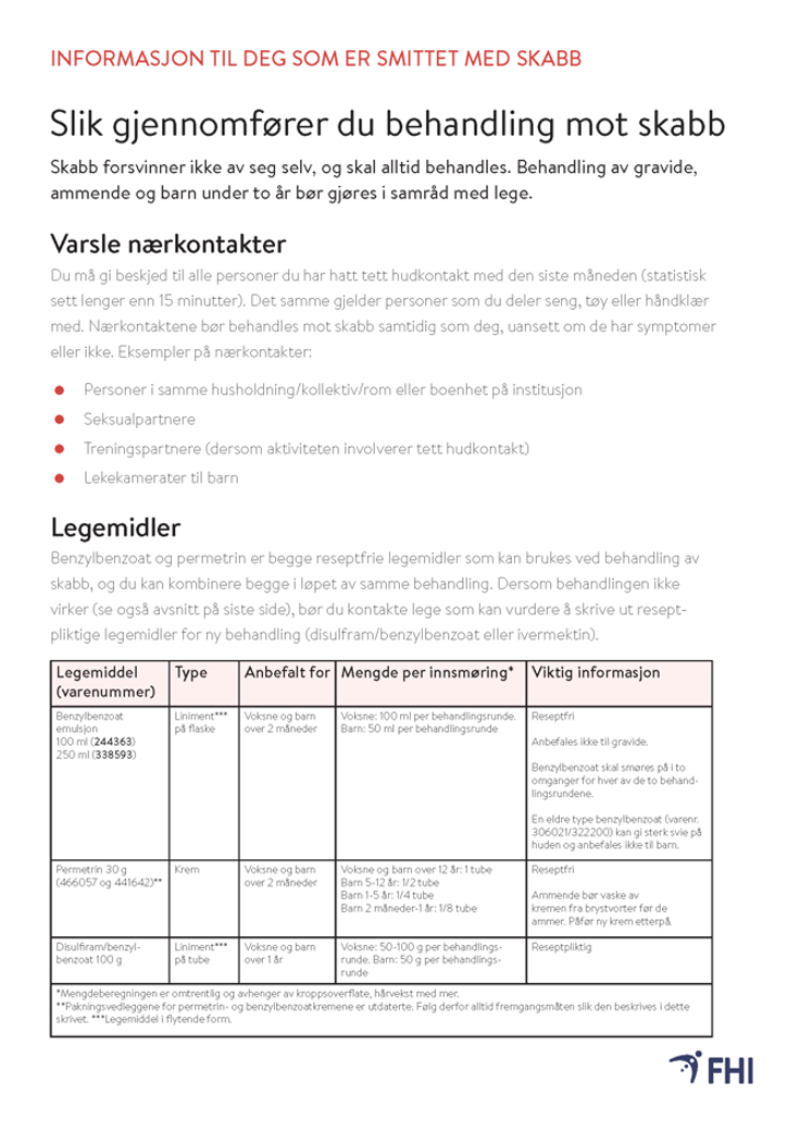 Forsideillustrasjon av infoskriv om behandling av skabb