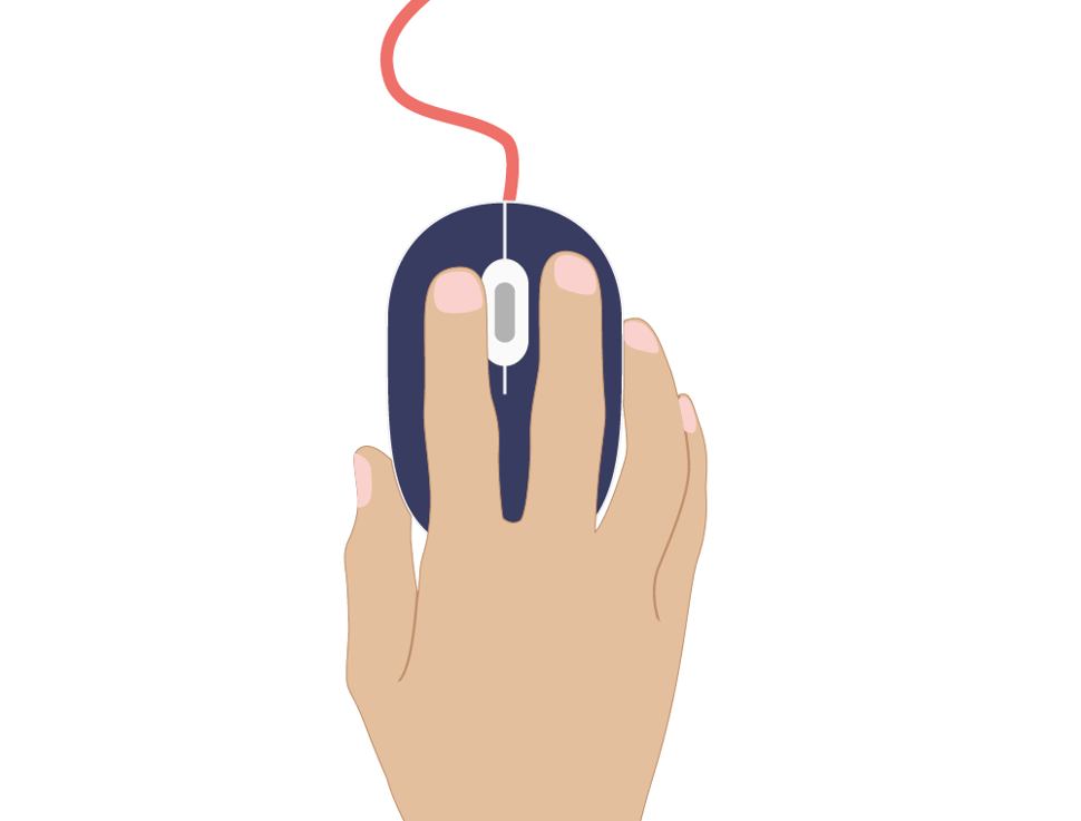 En finger som holder på en datamus, bilde