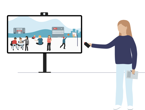 Illustrasjon av skjerm med tjenester knyttet til skolehelsetjenesten og helsestasjon