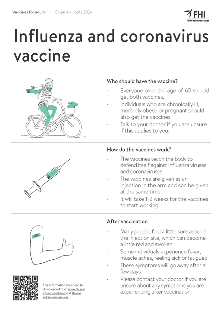 Skjermdump infoskriv kortversjon influensa- og koronavaksine