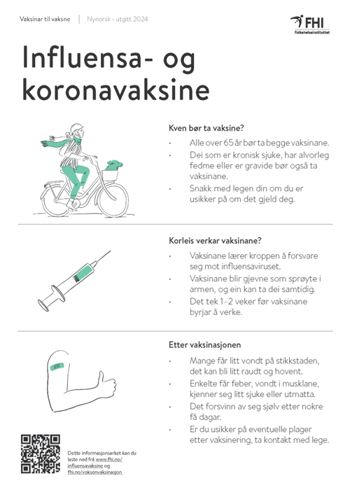 Skjermdump infoskriv kortversjon influensa- og koronavaksine