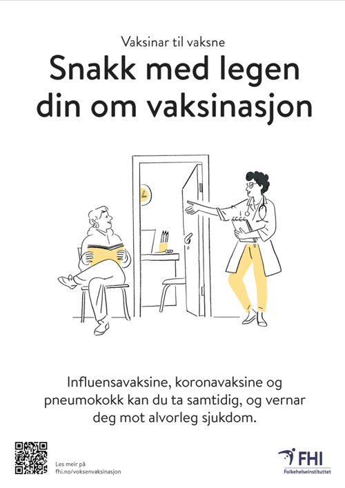 Skjermdump av plakat om vaksiner til voksne