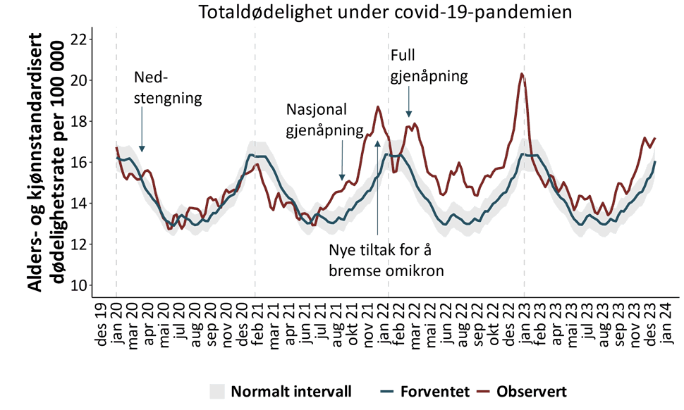 Dødelighet under covid-19-pandemien, grafikk