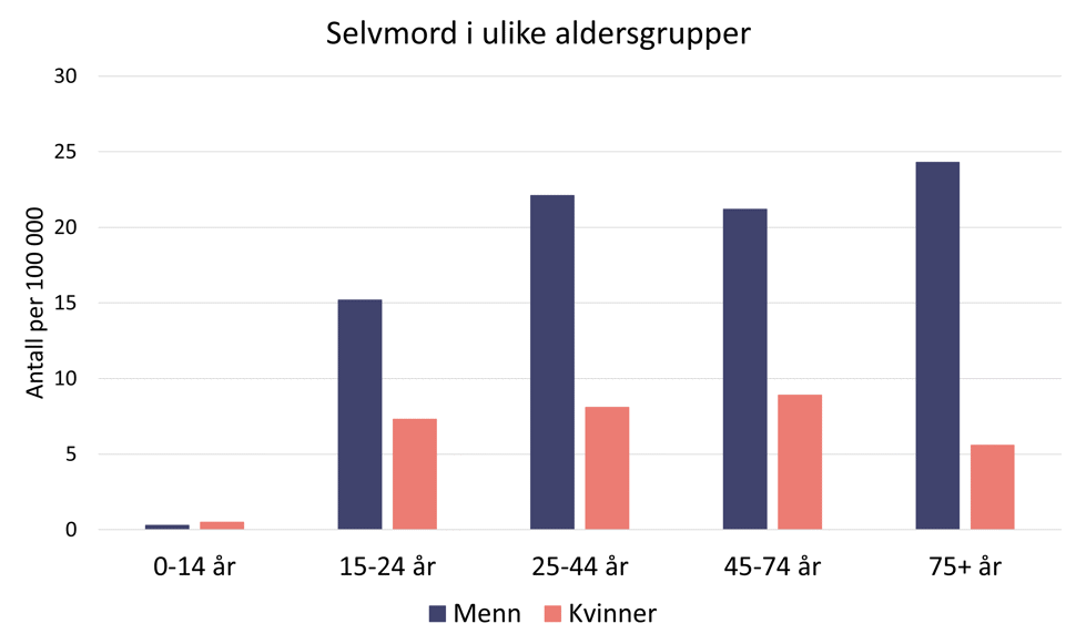 selvmord i ulike aldersgrupper, statistikk