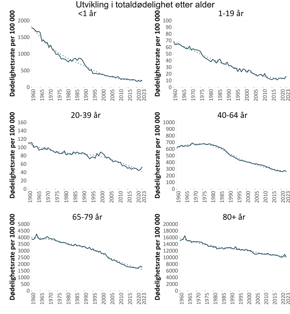 Dødelighet i ulike aldersgrupper, grafikk