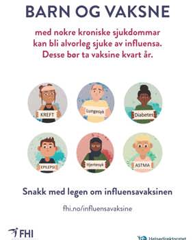 Plakat om influensavaksine til risikogrupper
