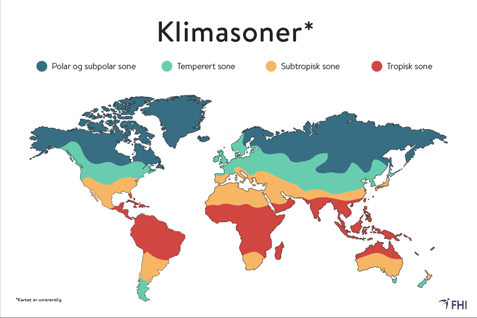 Oversikt over de fire klimasonene i verden